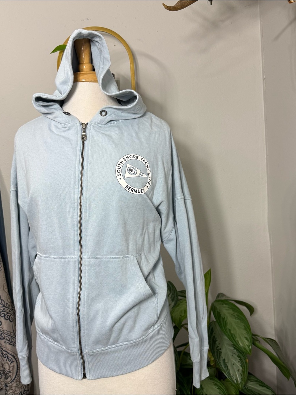 Aero Downtown South Shore Yacht Club Bermuda Full Zip Hoodie Light Blue Size S